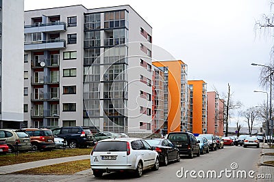 Vilnius city houses in Zirmunai district Nord city Editorial Stock Photo