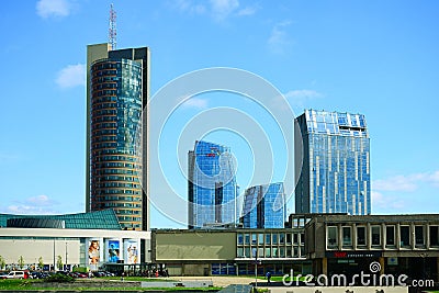 Vilnius city Konstitucijos street with skyscrapers Editorial Stock Photo