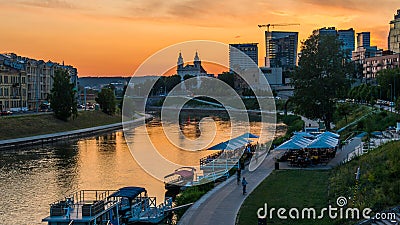 Vilnius city at sunset Editorial Stock Photo