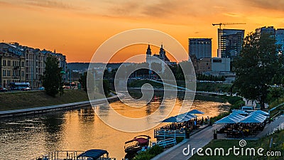 Vilnius city at sunset Editorial Stock Photo