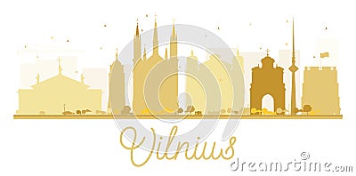 Vilnius City skyline golden silhouette. Cartoon Illustration