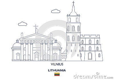 Vilnius City Skyline, Lithuania Vector Illustration