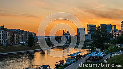 Vilnius city at sunset Editorial Stock Photo