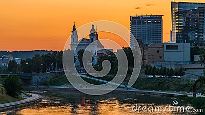 Vilnius city at sunset Editorial Stock Photo