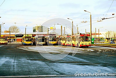 Vilnius city trolley buss in Zirmunai district Nord city Editorial Stock Photo