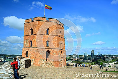 Vilnius Gediminas castle on the hill near Neris river Editorial Stock Photo