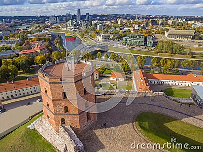 Vilnius, Lithuania: aerial top view of Upper or Gediminas Castle Stock Photo