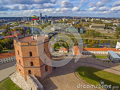 Vilnius, Lithuania: aerial top view of Upper or Gediminas Castle Stock Photo