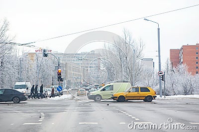 Crossing of Kalvariju and Ozo streets in Vilnius, Lithuania Editorial Stock Photo