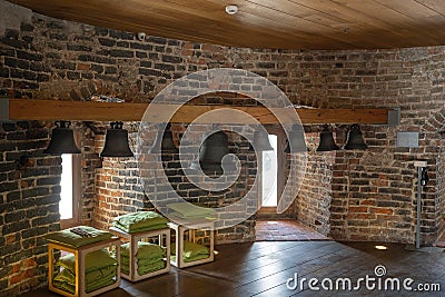 Bells at Interior of Cathedral Bell Tower - Vilnius, Lithuania Editorial Stock Photo