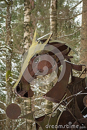 Creepy horse face in a wood Editorial Stock Photo