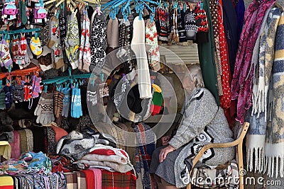 People trade souvenirs in Vilnius Old Town Editorial Stock Photo