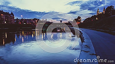 Vilnius night river Stock Photo