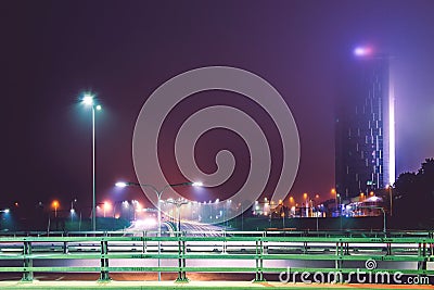 Vilnius road night scene Stock Photo