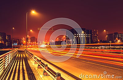 Vilnius road night scene Stock Photo