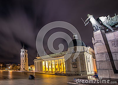 Vilnius view, Cathedral at night Stock Photo