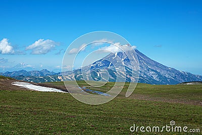 Vilyuchinsky stratovolcano in the southern part of the Kamchatka Peninsula, Russia Stock Photo