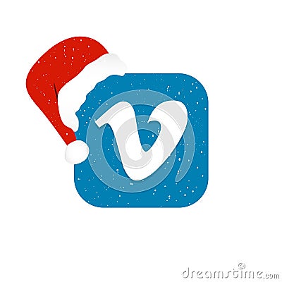 Vimeo - popular free video platform and internet video viewing service in winter style. Kyiv, Ukraine - December 3 Vector Illustration