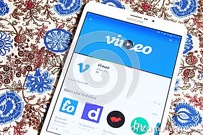 Vimeo video app on google play Editorial Stock Photo