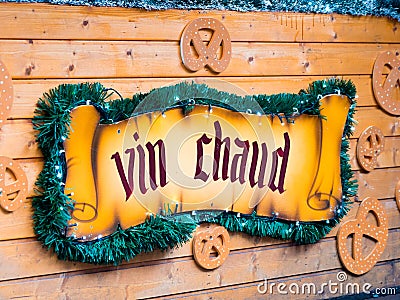 Vin chaud, hot mulled wine ensign Stock Photo