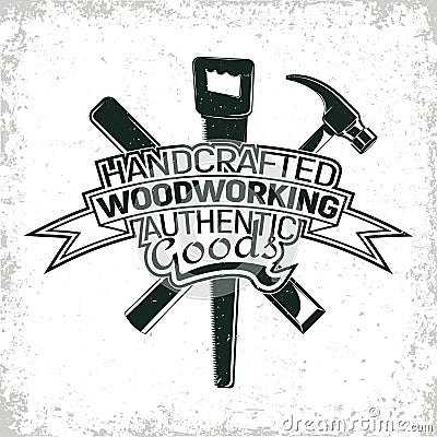 Vinatge woodworking logo Vector Illustration