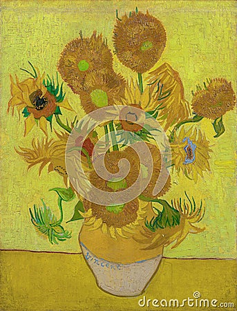 Vincent van Gogh, The Sunflowers, 1889 Editorial Stock Photo