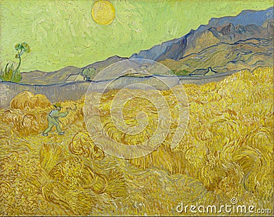 Vincent van Gogh, Wheatfield with a reaper, 1889 Editorial Stock Photo