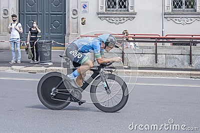 Vincenzo Albanese competitor of Eolo-Kometa Team at Giro 2021, Milan Editorial Stock Photo