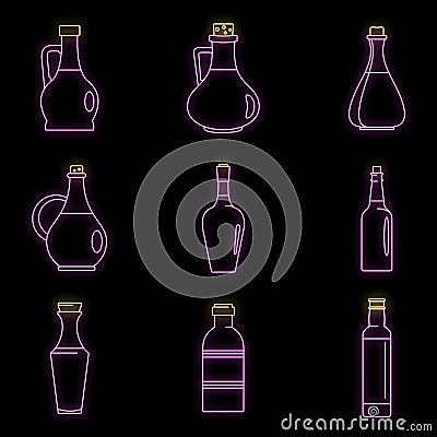 Vinegar bottle icons set vector neon Vector Illustration