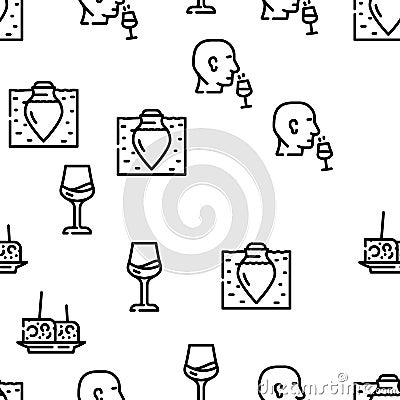 Vineyard Production Alcohol Drink Vector Seamless Pattern Vector Illustration