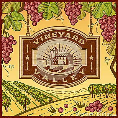 Vineyard Valley Vector Illustration