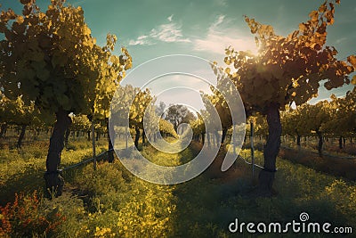 Vineyard wine bottle country. Generate Ai Stock Photo
