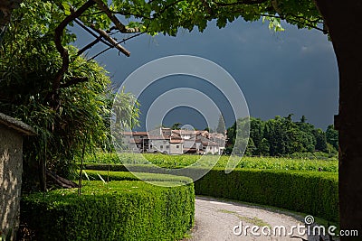Valpolicella wine producing region by Verona, Veneto, Italy. Vineyard by thunderstorm Stock Photo