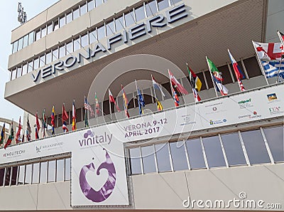 Vinitaly - International wine exhibition. 9-12 April 2017. Verona, Italy Editorial Stock Photo