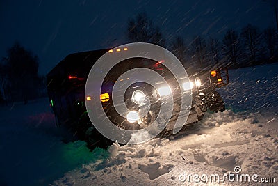 Vinnitsa, Ukraine - February 23, 2012. Hummer H1 in snowdrifts , Editorial Stock Photo