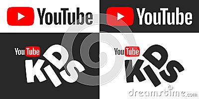 VINNITSA, UKRAINE - FEBRUARY 7, 2023: YouTube logos. YouTube Kids. Vector illustration Vector Illustration