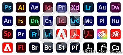 Adobe Products Icons Vector Illustration