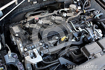 Vinnytsia, Ukraine March 06, 2024. Close up Toyota RAV4 engine. New Toyota RAV4 engine. Toyota RAV4 engine parts. Editorial Stock Photo