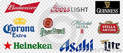 Top 10 popular beers logos Vector Illustration