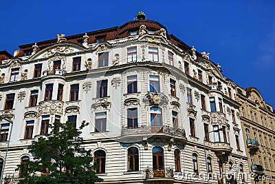 Vinohrady Theatre (Czech: Divadlo na Vinohradech) is a theatre in Vinohrady, Prague Stock Photo