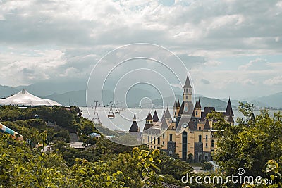 VINPEARL RESORT, NHA TRANG, VIETNAM - 05.01.2019: The Castle at Vinperl Amusement Park on Hon Tre island. The island boasts of Editorial Stock Photo