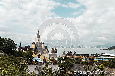 VINPEARL RESORT, NHA TRANG, VIETNAM - 05.01.2019: The Castle at Vinperl Amusement Park on Hon Tre island. The island boasts of Stock Photo