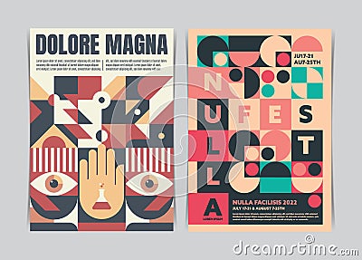 Vintage Abstract flyer template with colored geometric background. Vector illustration Vector Illustration