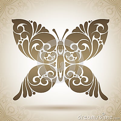 Vintage abstract Ornamental butterfly Vector Illustration