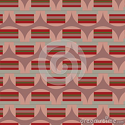 Vintage abstract red grey and green circles and rectangles on dusty pink backkground seamless pattern Stock Photo