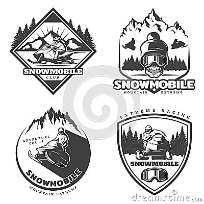 Vintage Active Leisure Emblems Set Vector Illustration