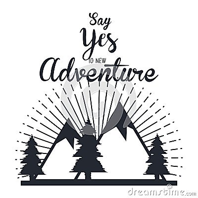 vintage adventure label design outdoor activity symbol Cartoon Illustration