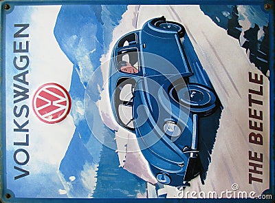 Vintage advert of volkswagen beetle Editorial Stock Photo