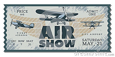 Vintage Air Show Pass Ticket Vector Illustration