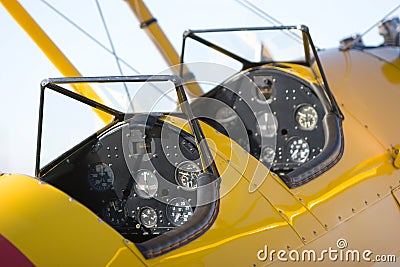 Vintage airplane cockpit Stock Photo